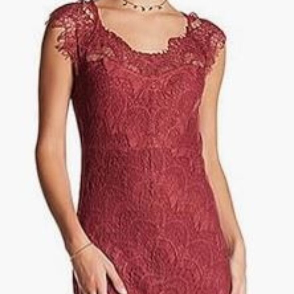 Free People Peek A Boo Lace Dress in Washed Red NWT Misses Size Small